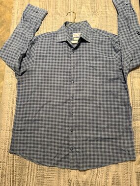johnnie-O Men's Navy and Light Blue Check Button-Down Shirt
